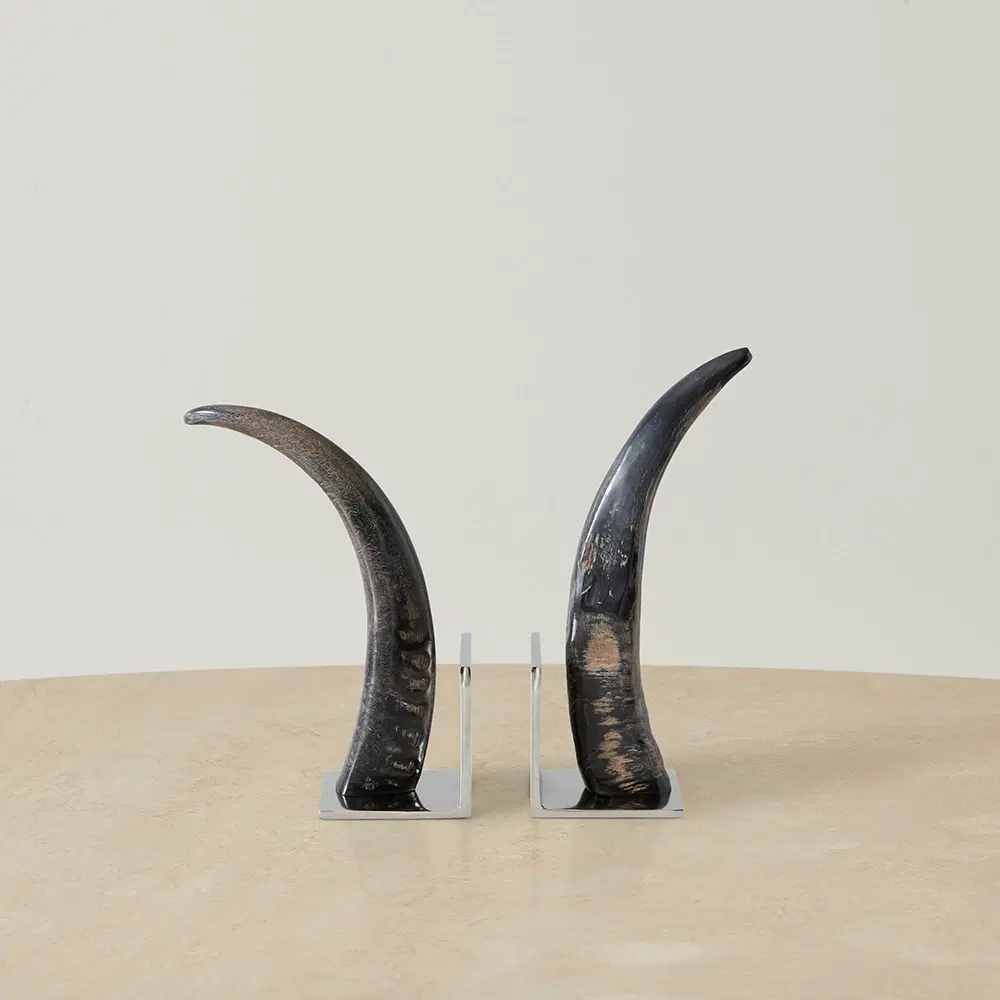 Tusk Natural Nickel Bookends 