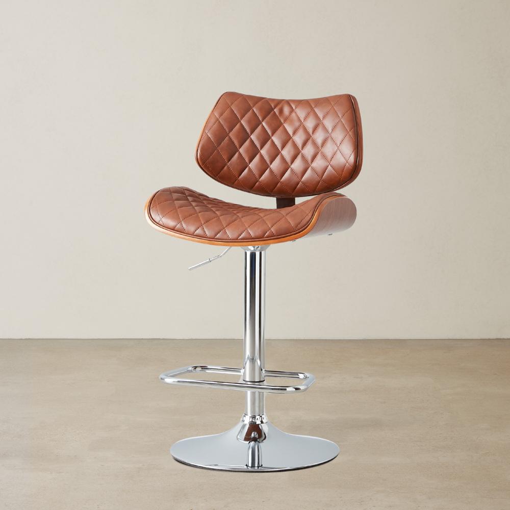 Pazin Brown Vegan Leather Bar Stool