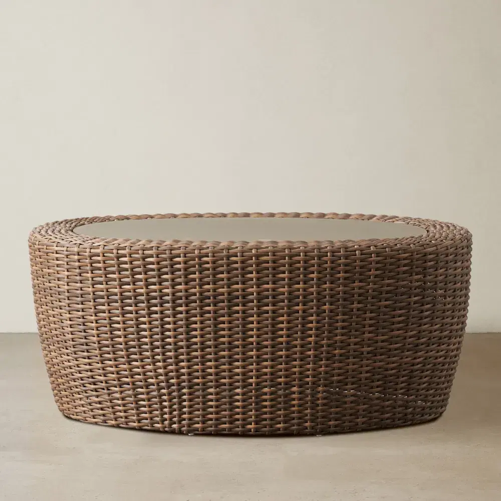 Juno Natural Brown Wicker Oval Coffee Table