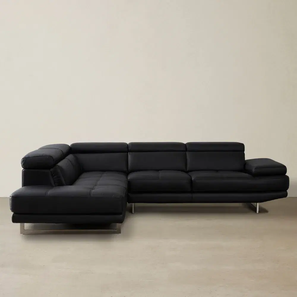 Aster Black Modular Left Chaise Lounge 