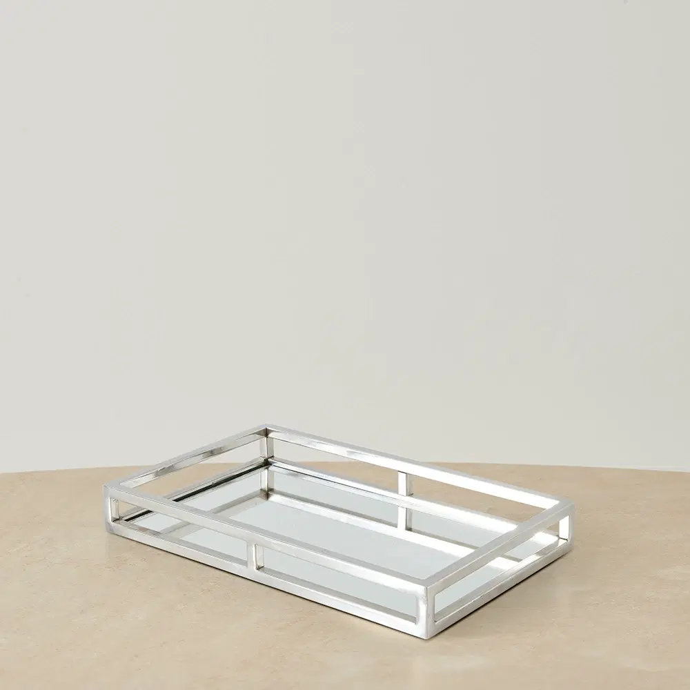 Celia Rectangular Stainless Steel Mirror Tray