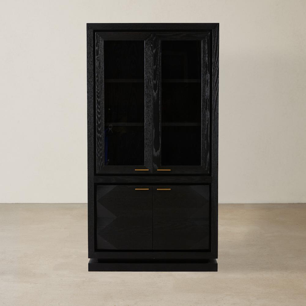 Xandra Black Oak Veneer Display Cabinet