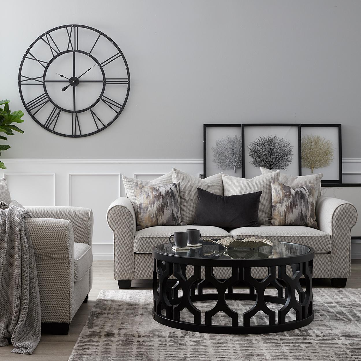 Coco Black Birchwood Coffee Table -  Glass Top