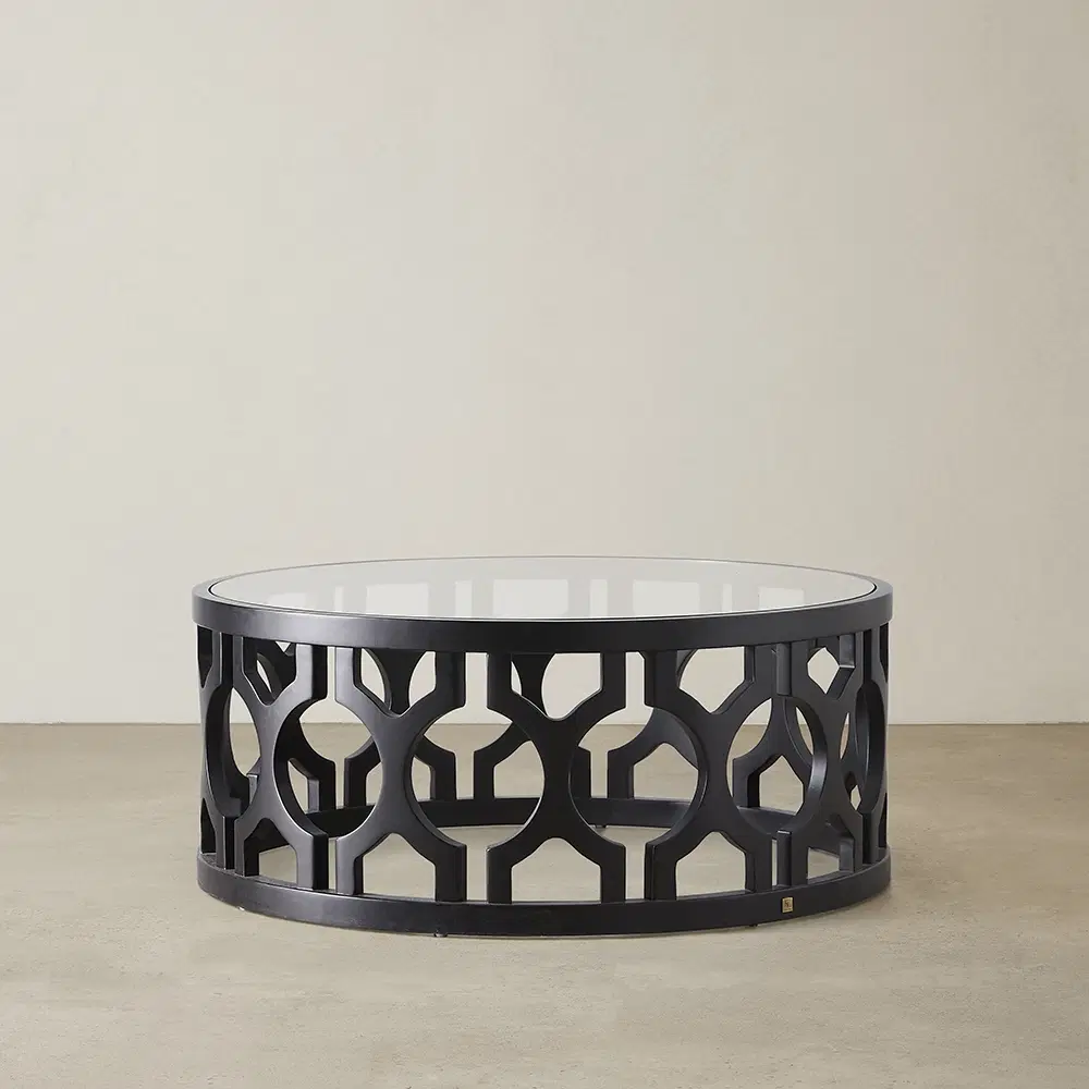 Coco Black Birchwood Coffee Table -  Glass Top