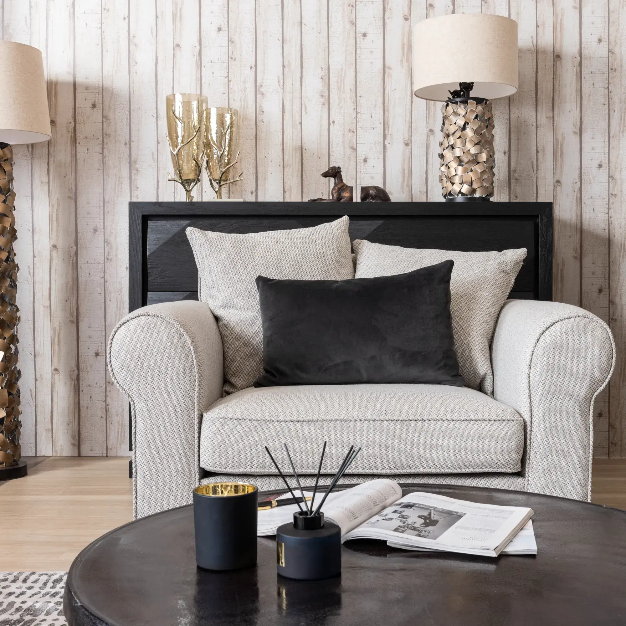 Laurie Ash Grey Fabric Single Seat Sofa