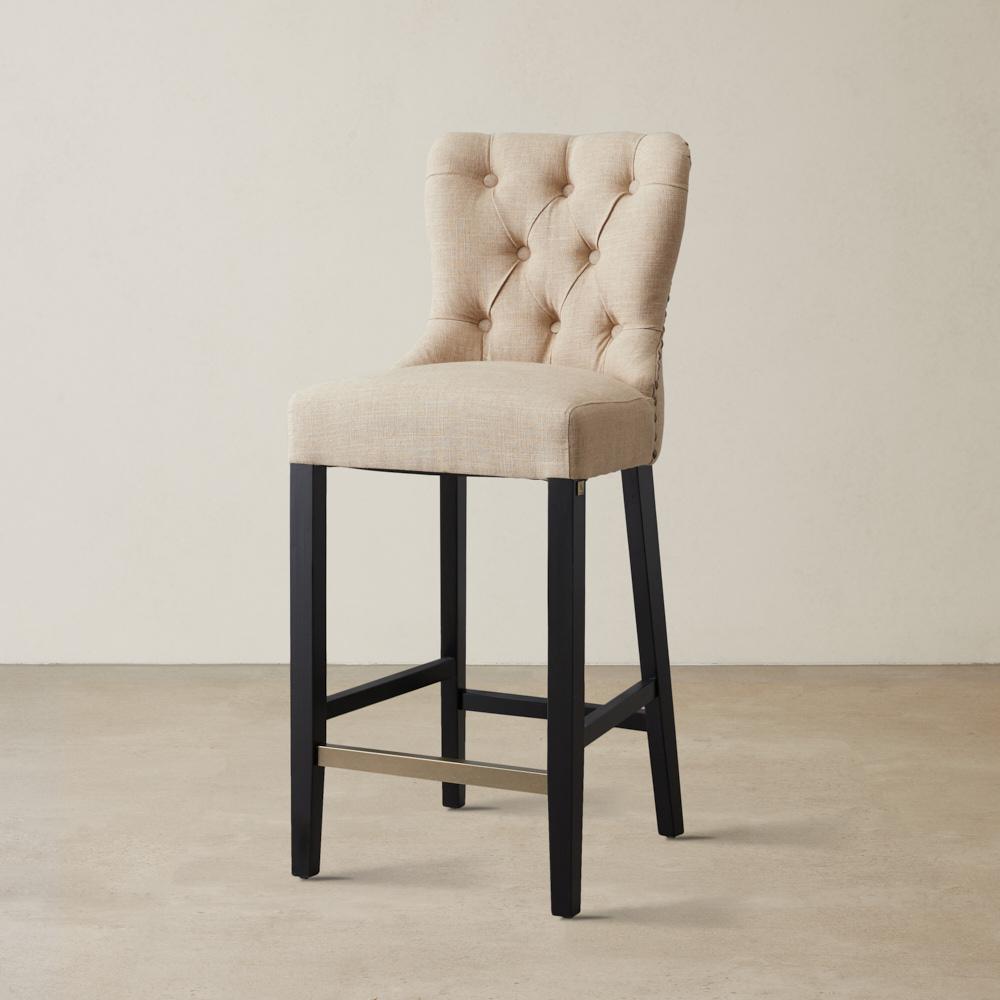 Saxon Cream Linen Bar Stool