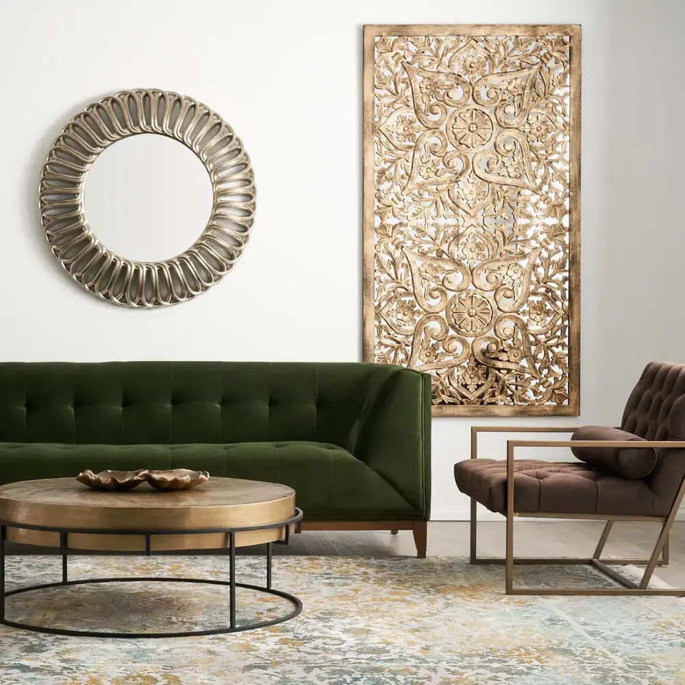 Juliette Carved Rectangle Panel 100cm x 180cm - Antique Gold 