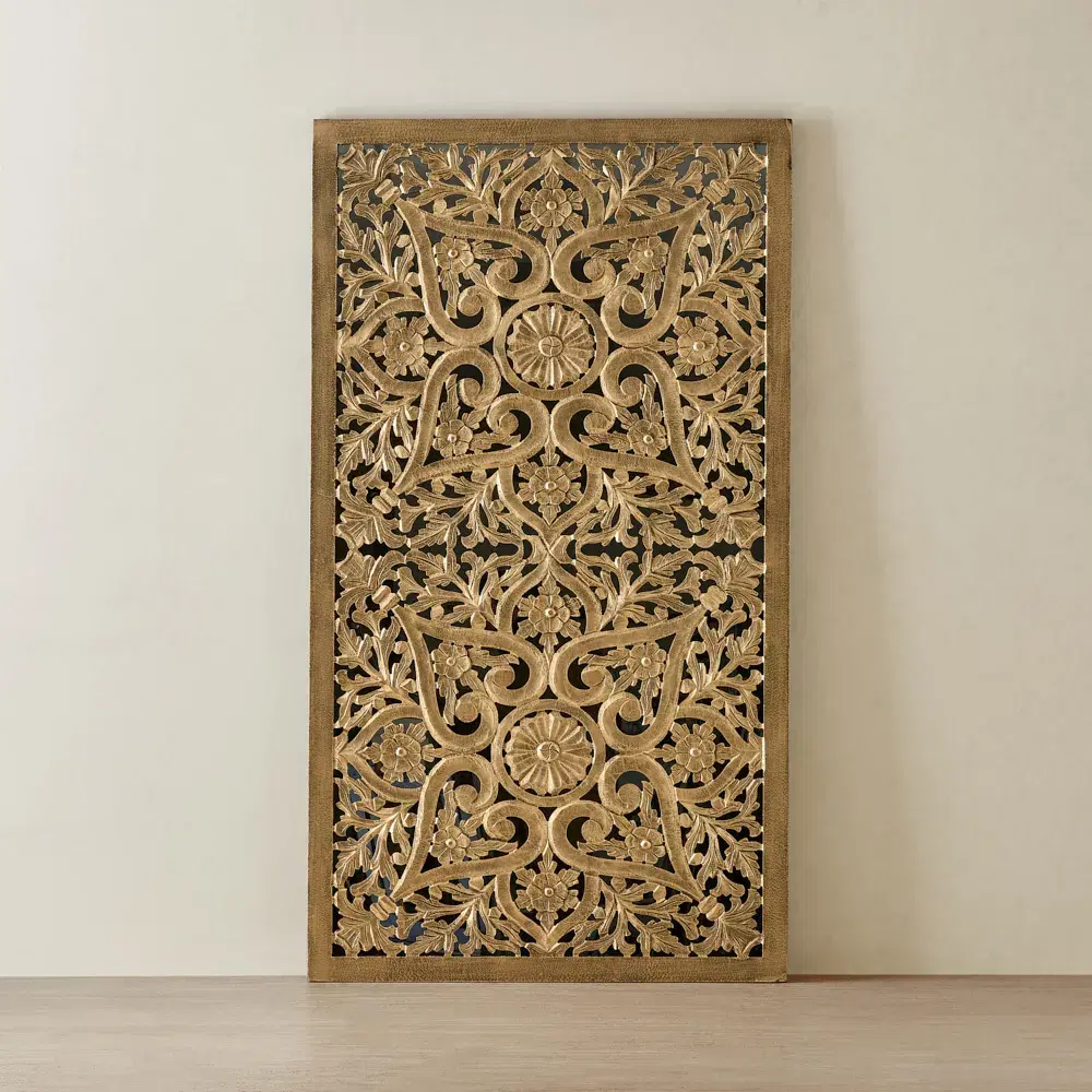 Juliette Carved Rectangle Panel 100cm x 180cm - Antique Gold 