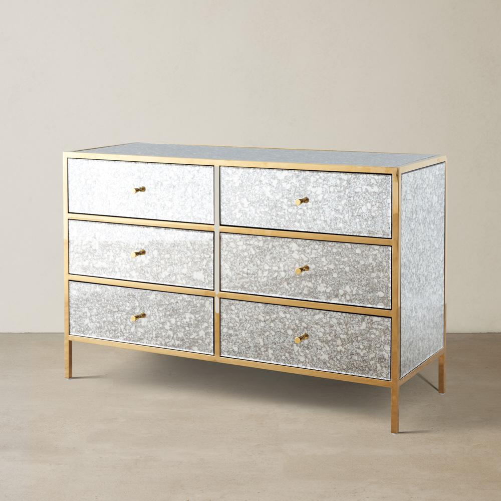 Helena Antique Glass Dresser - Gold Frame