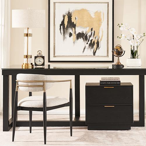 Wilton Brushed Bronze Metal Table Lamp - White Linen Lamp Shade