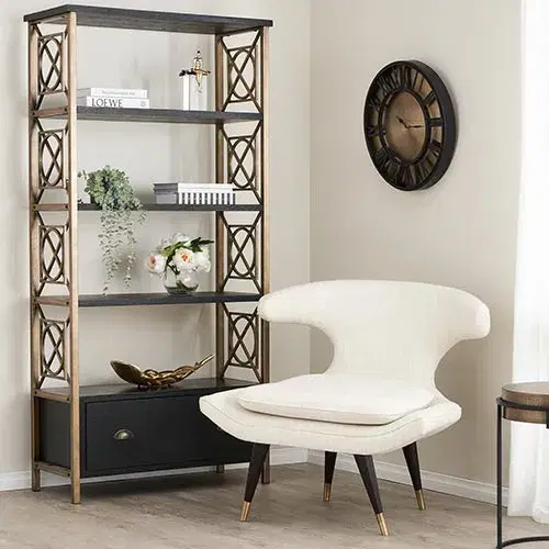 Eugenie Black Wooden Veneer Bookshelf