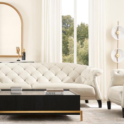 Regal Cream Leather 3-Seater Sofa 