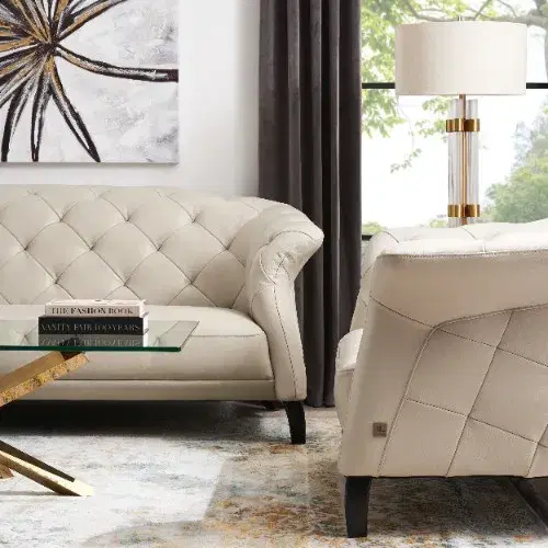 Regal Cream Leather Single Seat Sofa