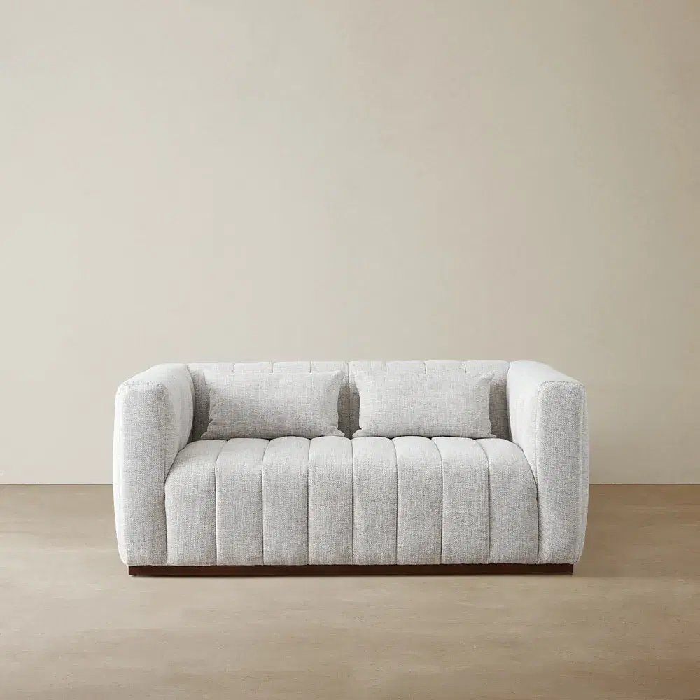 Storme Murmur White Fabric 2-Seater Sofa