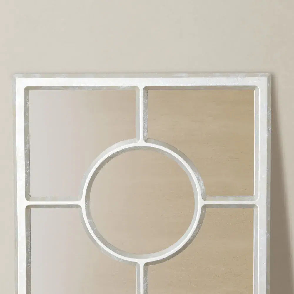 Centripetal Distressed Silver Square Mirror