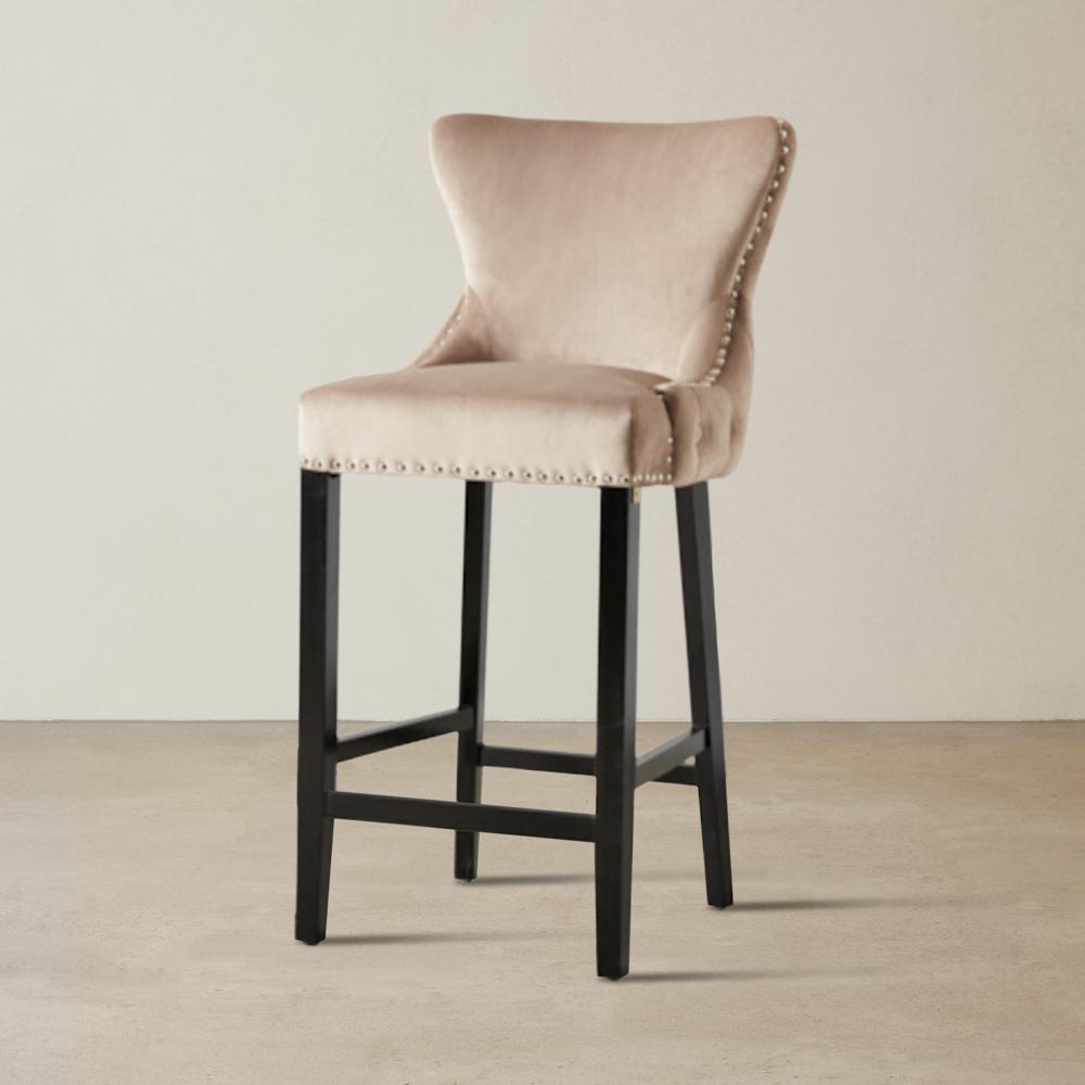 Camille II Almond Beige Velvet 76cm Bar Stool