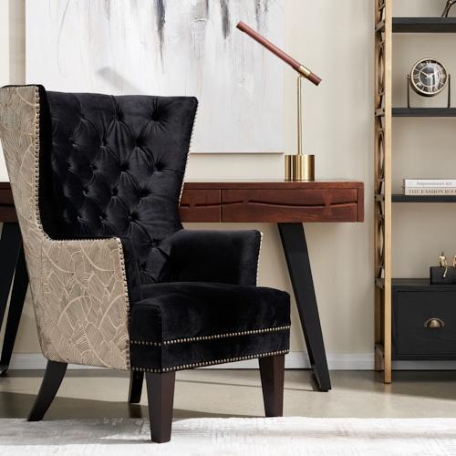 Boudicca Black Velvet with Back Pattern Armchair