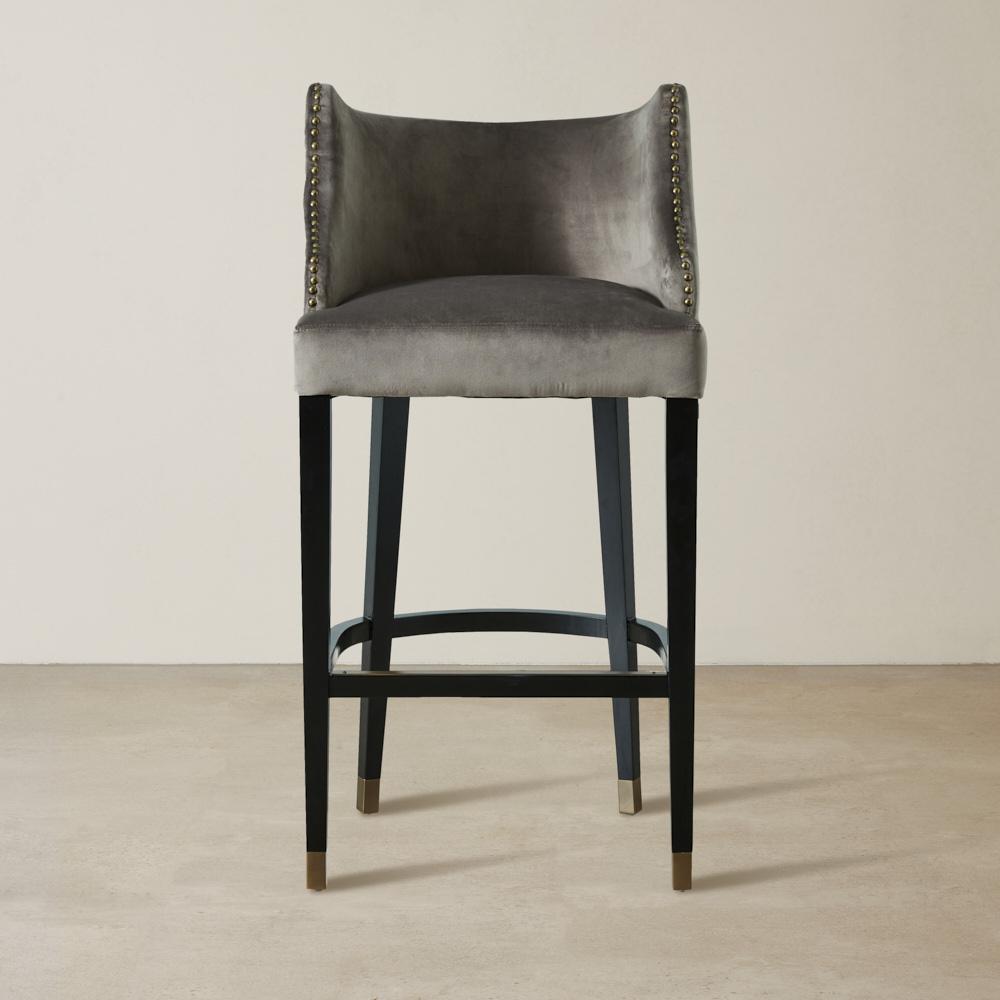 Simone Mushroom Velvet 76cm Bar Stool - Gold Accessories