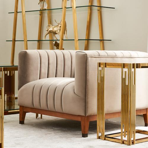 Astoria III Beige Velvet Occasional Chair