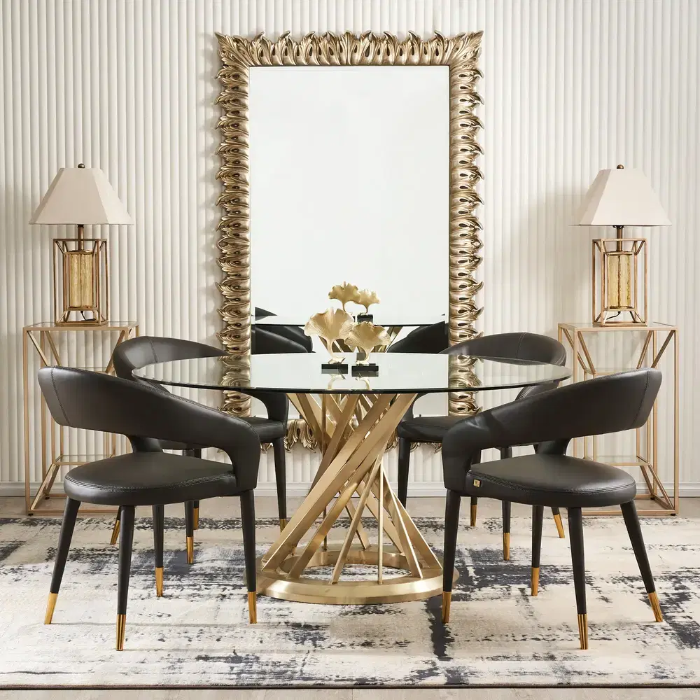 Louisa Brushed Gold Dining Table 