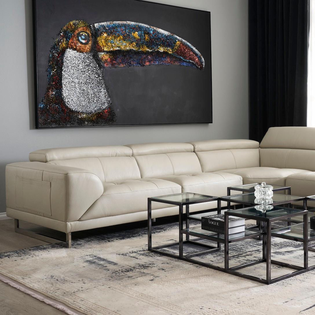 Fortitude II Cream Leather Corner Lounge 