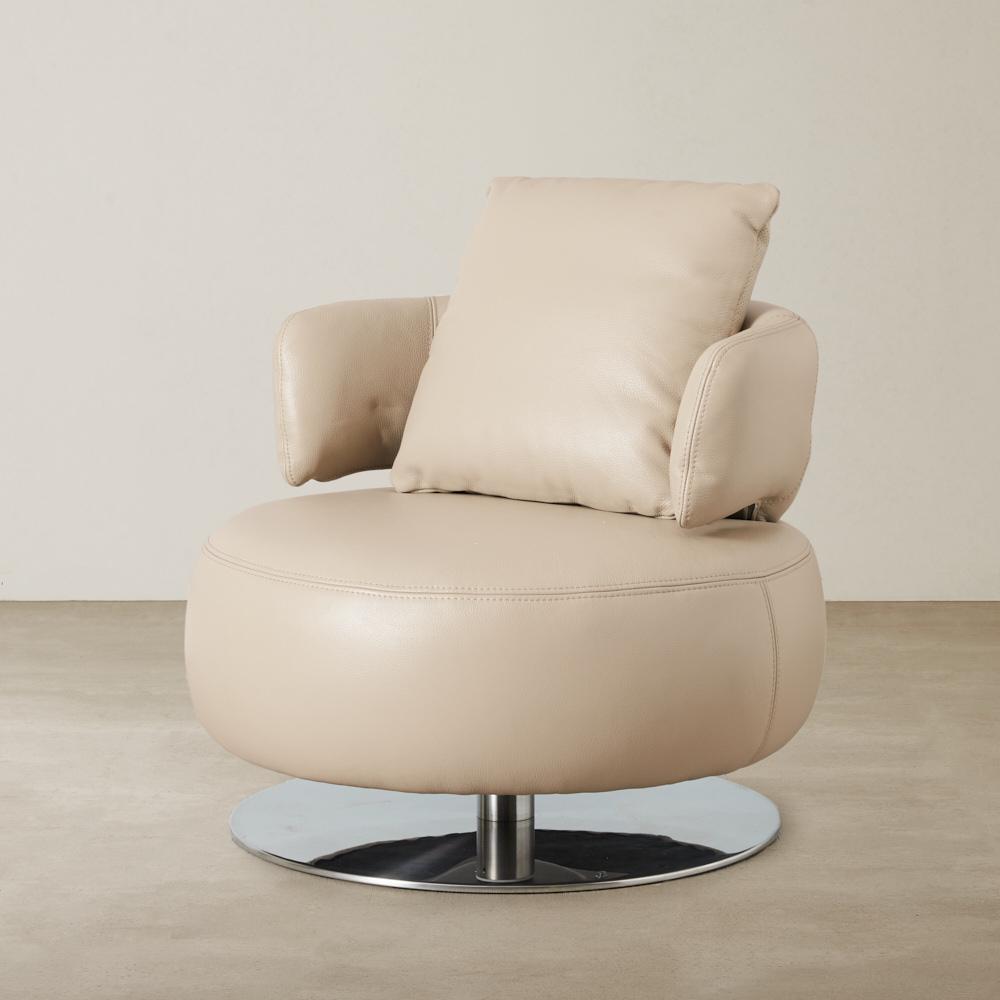 Vermont Almond Cream Leather Swivel Chair