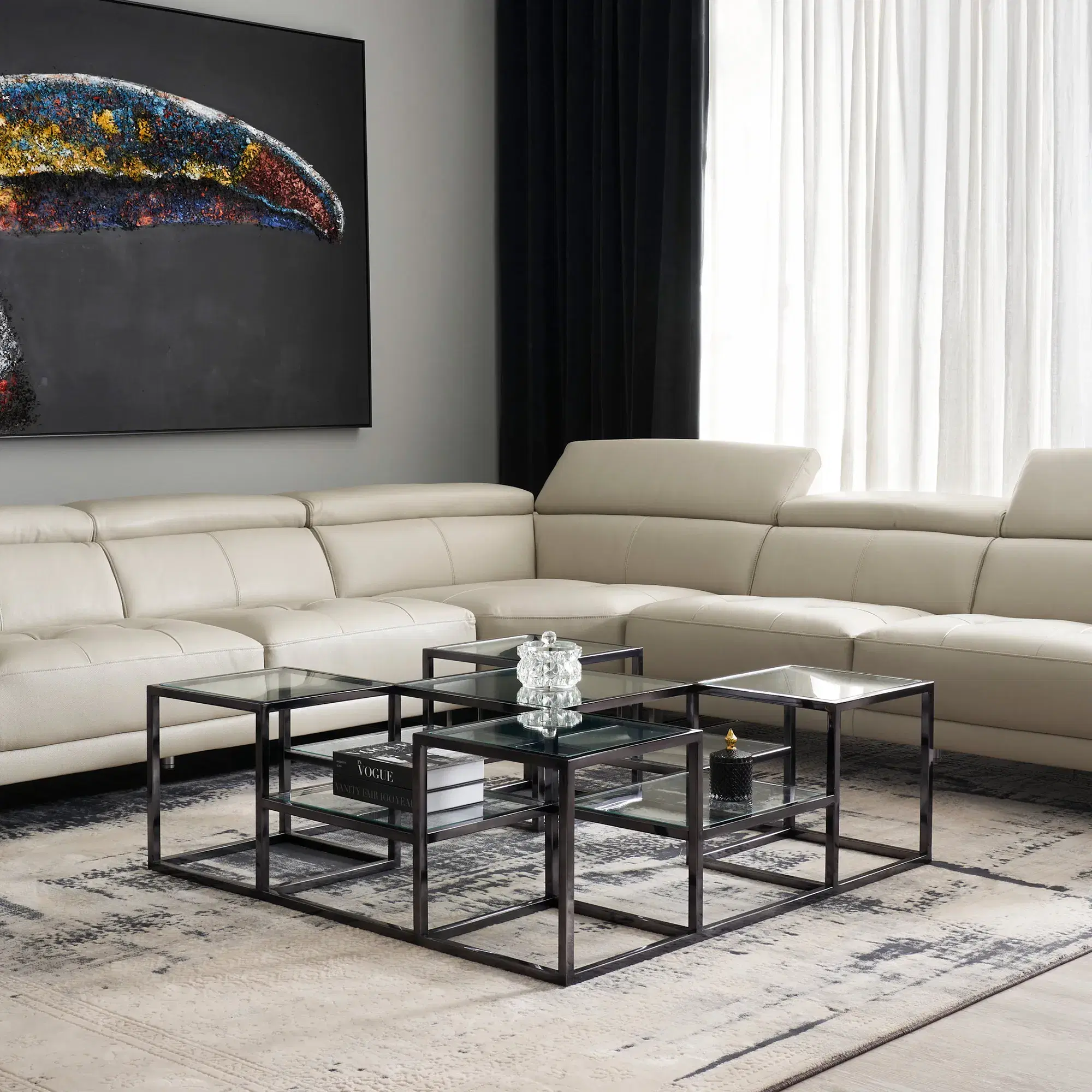 Geometric II Black Nickel Coffee Table 