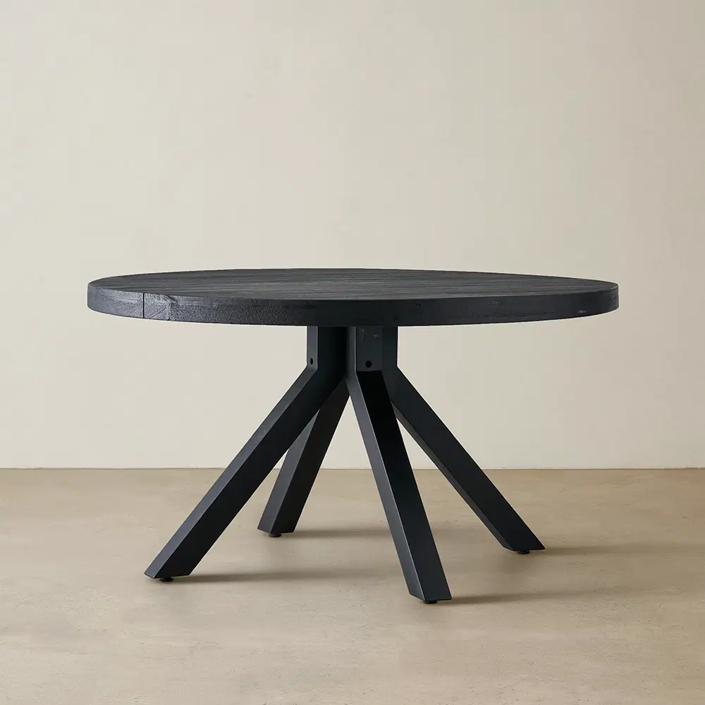 Emmett Black Mango Wood Round Dining Table 