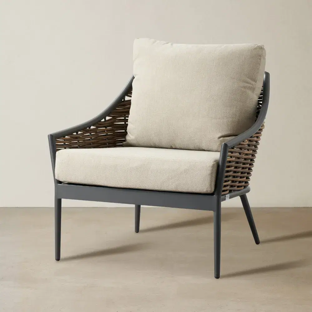 Lucia Warm Beige Outdoor Chair - Charcoal Frame