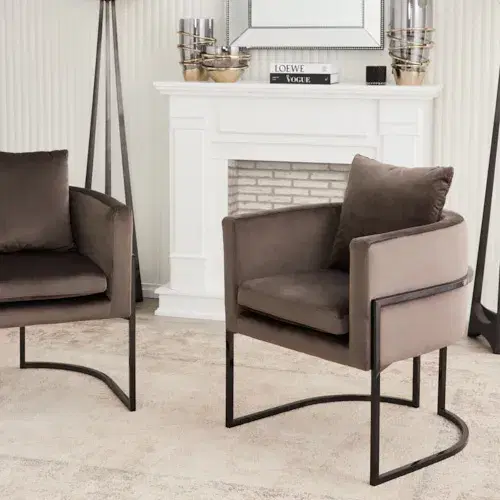 Cynthia Chair II - Mushroom with Shiny Black Base 