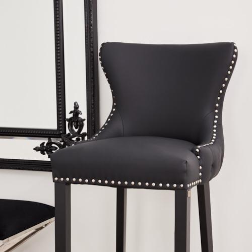 Camille II Black Vegan Leather Bar Stool 