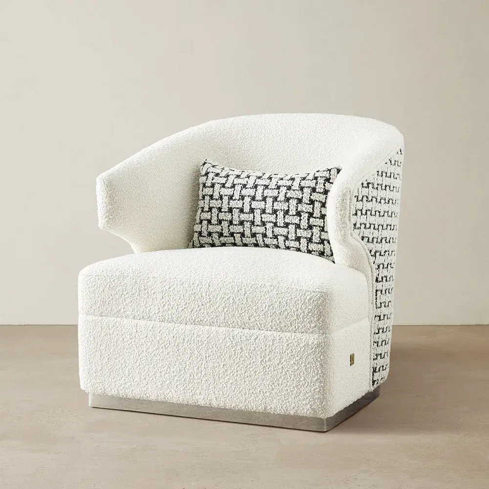 Arlo Charcoal and Vanilla Boucle Occasional Chair