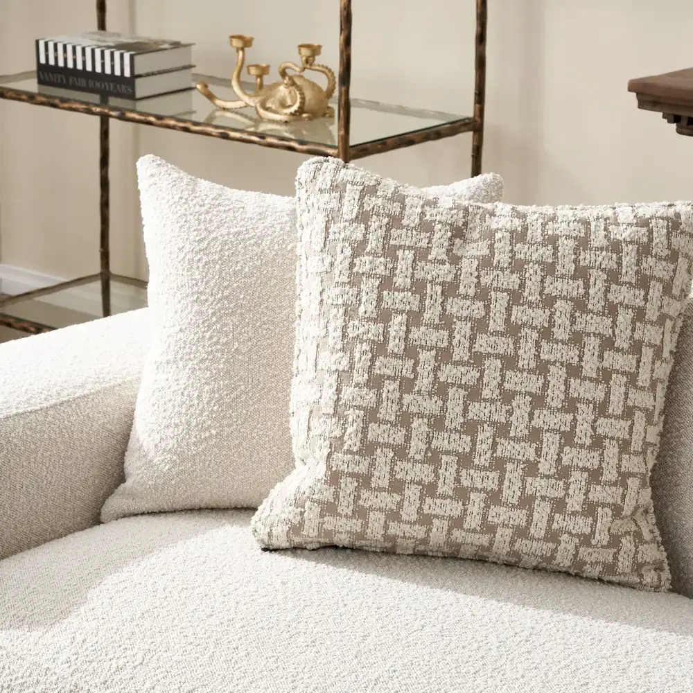 Arlo Light Grey and Cream Boucle Cushion