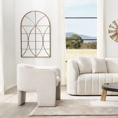 Ava Cream Fabric 2-Seater Sofa