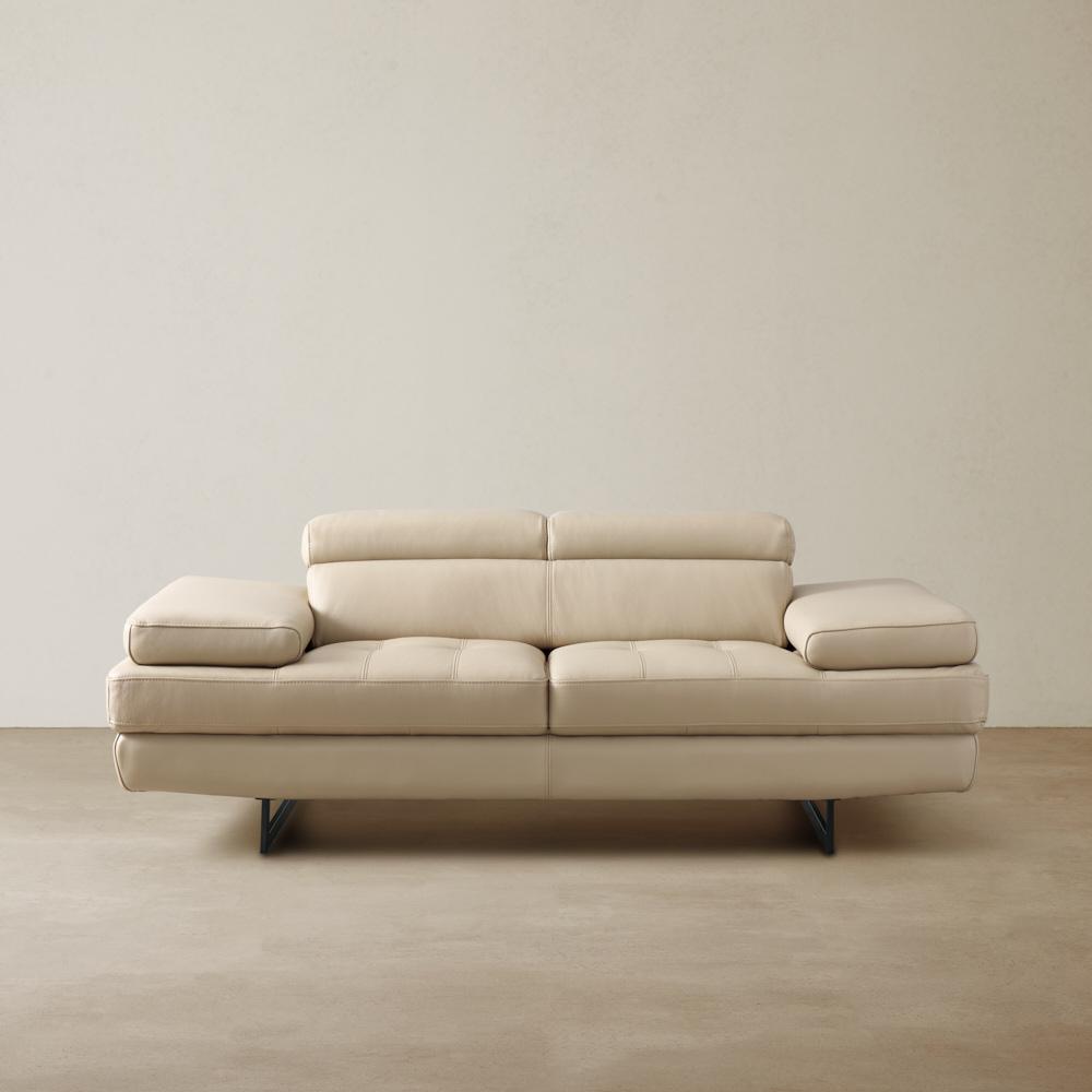 Lennox Almond Cream Leather 2-Seater Sofa