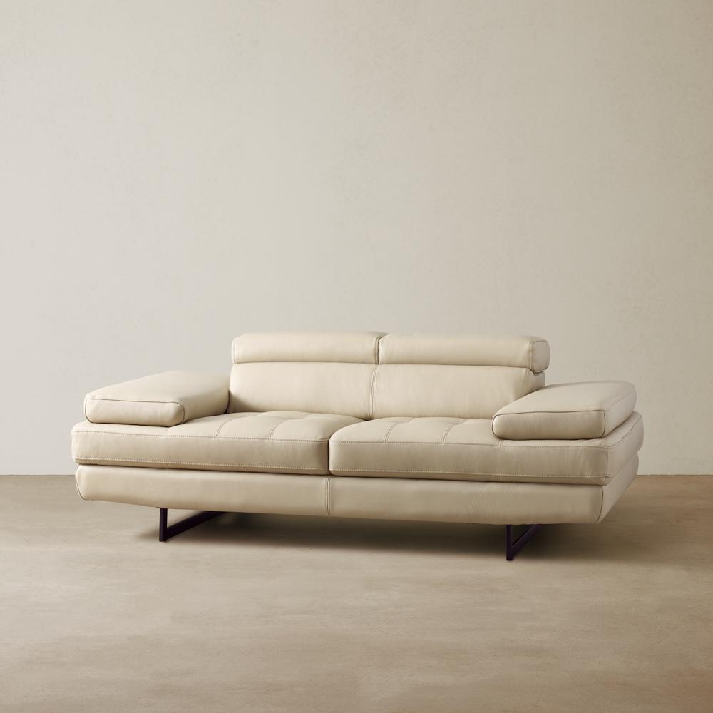 Lennox Almond Cream Leather 2-Seater Sofa