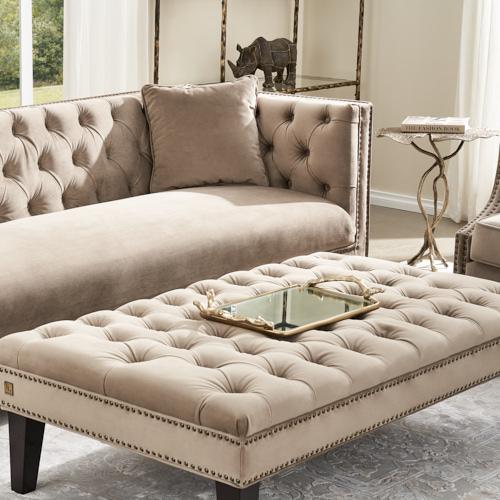 Vogue Beige Velvet Ottoman 