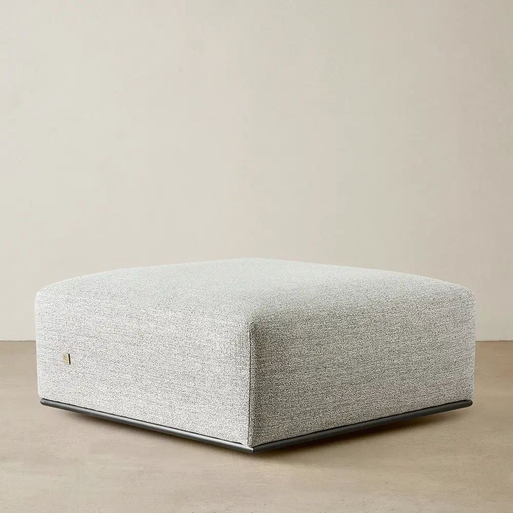 Erica Mid Grey Woven Fabric Ottoman  