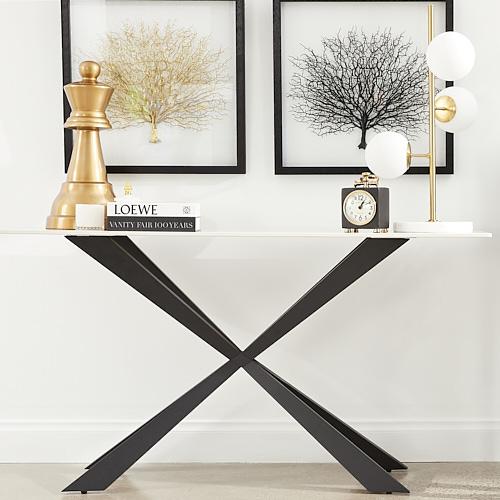 Lena White Sintered Stone Console Table