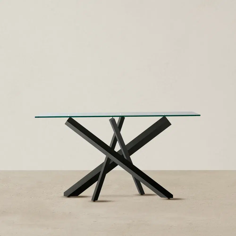 Lola Black Console Table - Glass Top