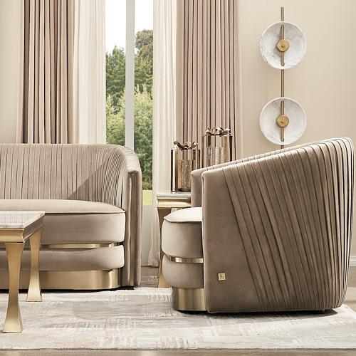 Crown Beige Velvet Occasional Chair