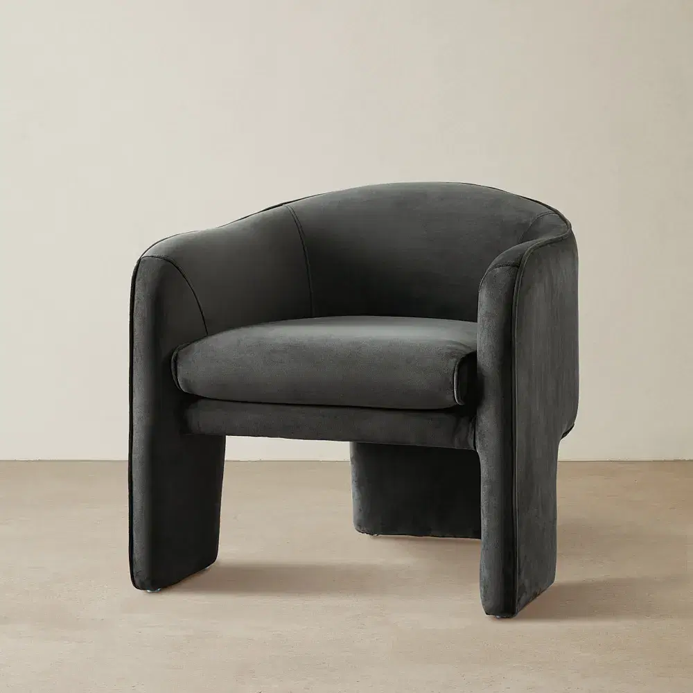 Esther Charcoal Velvet Armchair