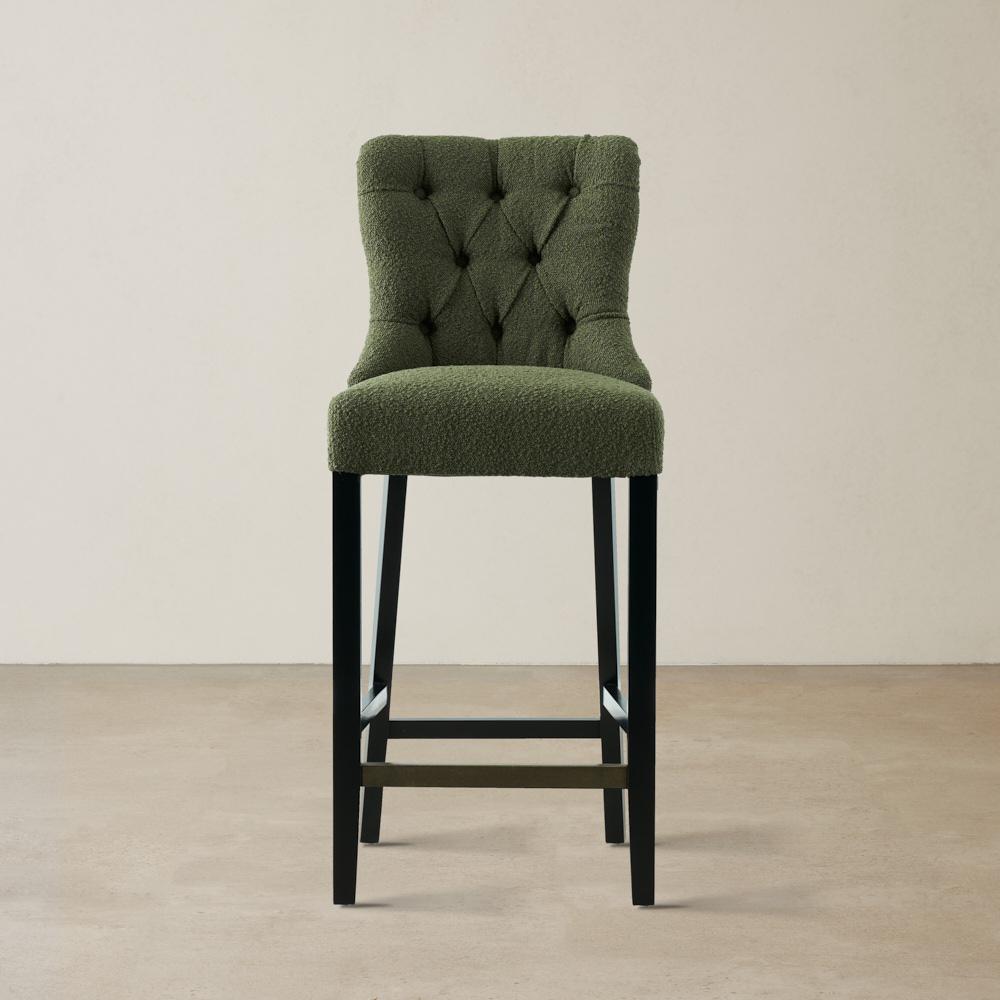 Saxon Olive Green Boucle Bar Stool
