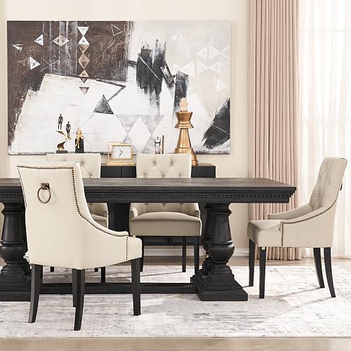 Saxon Cloud Grey Vegan Leather Dining Chair  