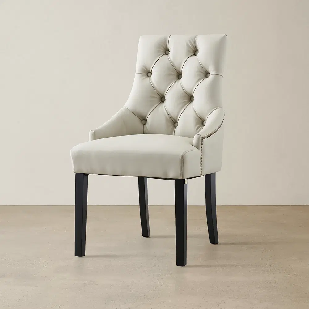 Saxon Cloud Grey Vegan Leather Dining Chair  