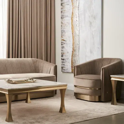 Melody Marble Coffee Table - Brushed Champagne Gold Legs