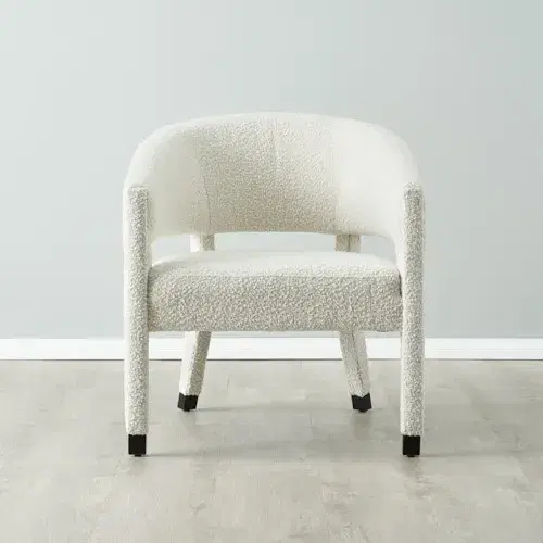 Salma Cream Boucle Occasional Chair - Black Legs