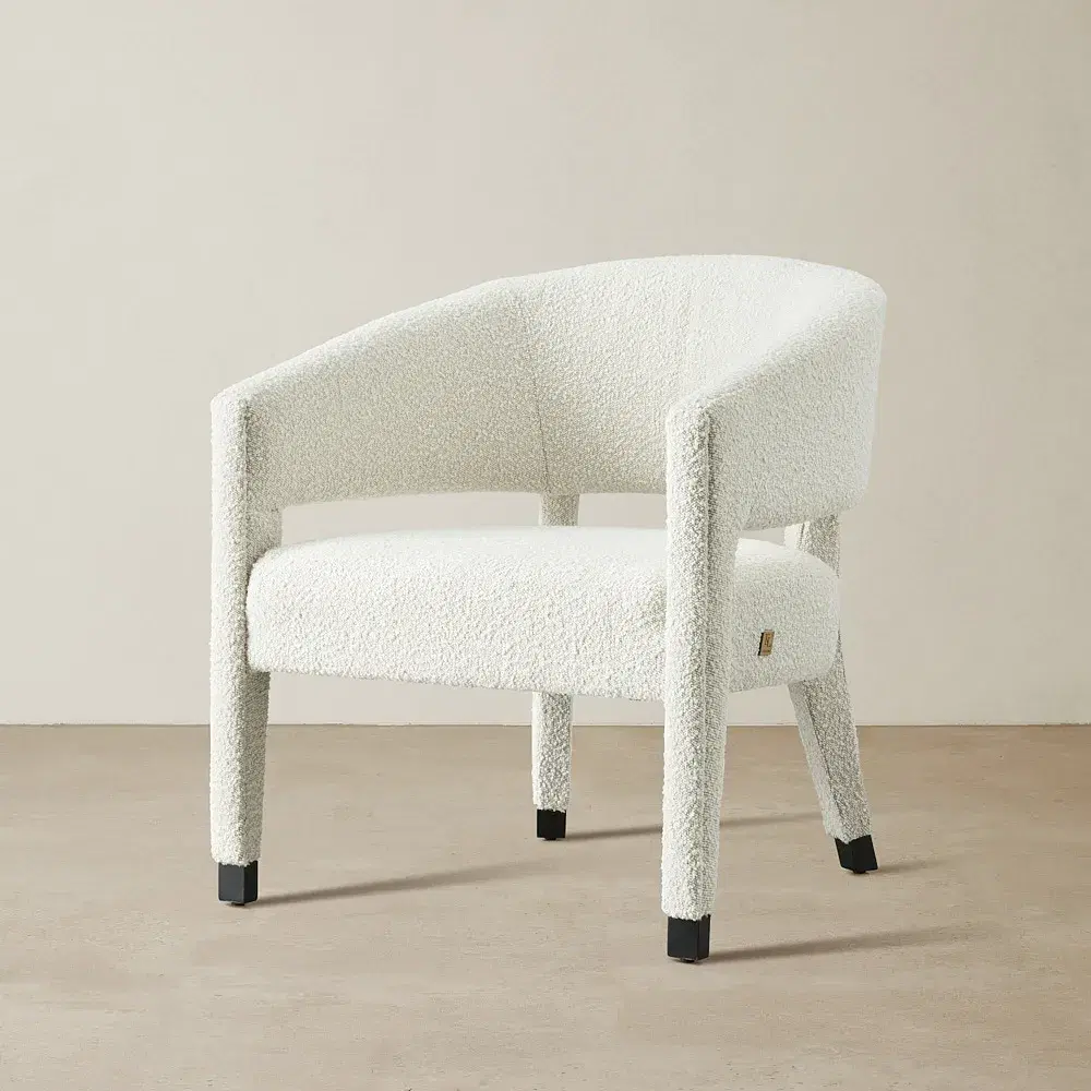 Salma Cream Boucle Occasional Chair - Black Legs
