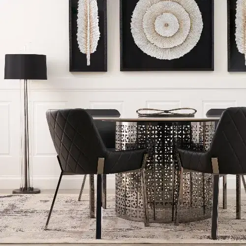 Cassy Brushed Graphite Floor Lamp - Black Fabric Lamp Shade