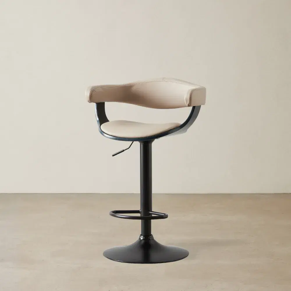 Ryker Sand Beige Vegan Leather Bar Stool